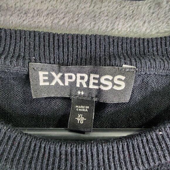 Mens Black Express Sweater Cotton & Cashmere Blend Long Sleeve Crew Neck Size XL - Picture 6 of 11